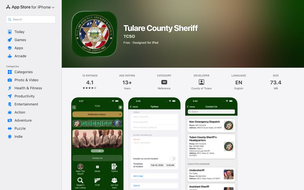 Tulare County inmate population sheriff app inmate search